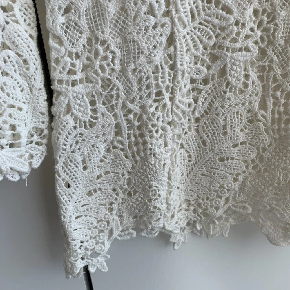 Rebecca Taylor Cream Lace Blouse Size 0 - Picture 3 of 7